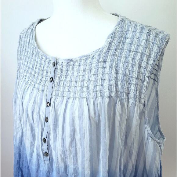 Free People Top Women XS Blue Smocked Tank Boho Festival Peasant Cottagecore NEW - Picture 8 of 13